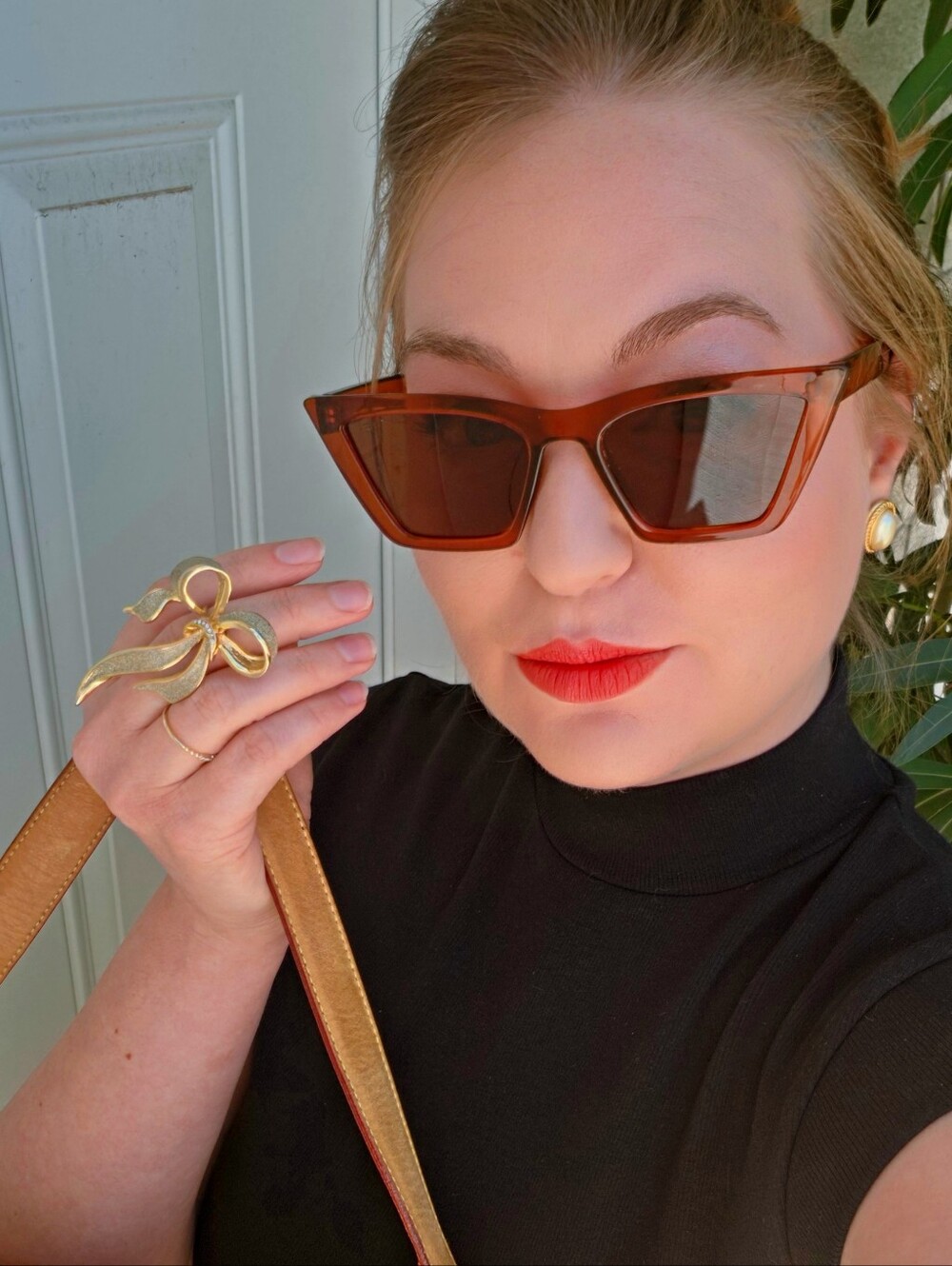Vintage Handmade Gold Tone Bow Statement Ring